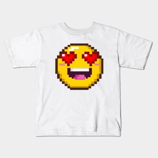 Pixel Heart Eyes Emoticon Kids T-Shirt